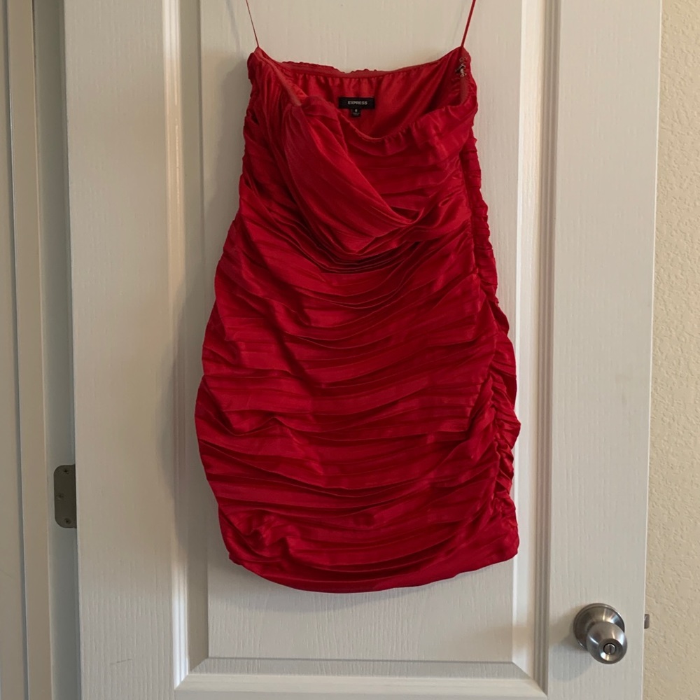 Express strapless red mini dress
